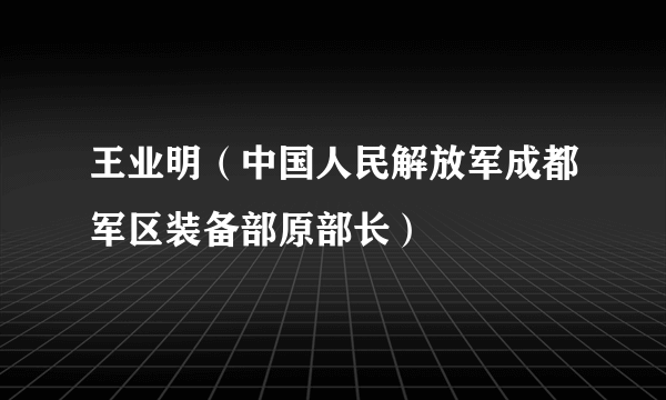 王业明（中国人民解放军成都军区装备部原部长）