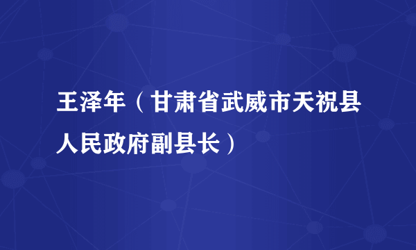 王泽年（甘肃省武威市天祝县人民政府副县长）