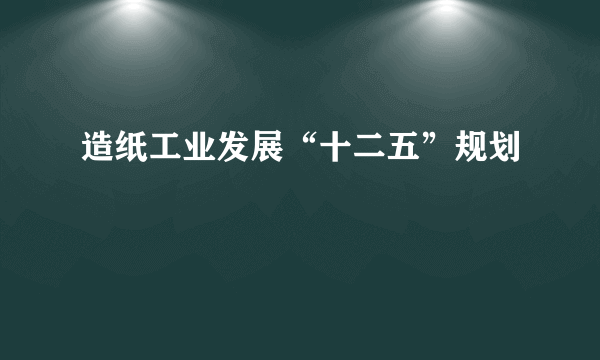 造纸工业发展“十二五”规划