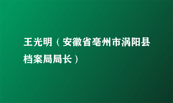 王光明（安徽省亳州市涡阳县档案局局长）