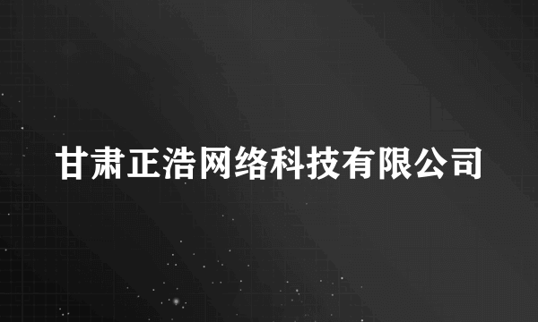 甘肃正浩网络科技有限公司