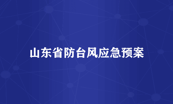 山东省防台风应急预案