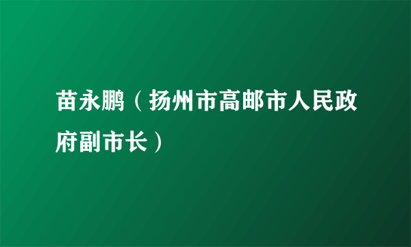 苗永鹏（扬州市高邮市人民政府副市长）