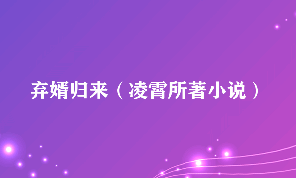弃婿归来（凌霄所著小说）
