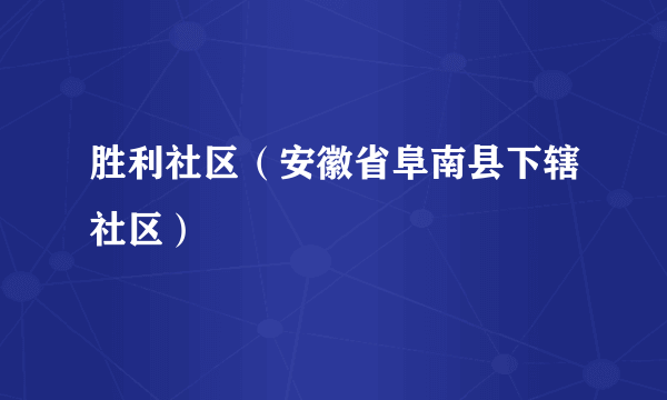 胜利社区（安徽省阜南县下辖社区）