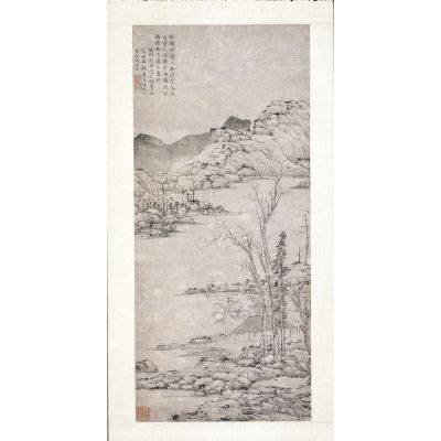 明文徵明仿倪云林山水图轴