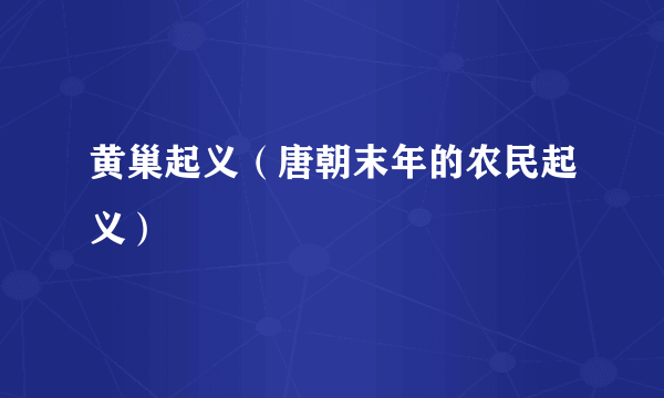 黄巢起义（唐朝末年的农民起义）