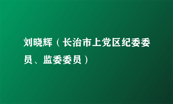 刘晓辉（长治市上党区纪委委员、监委委员）