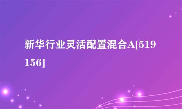 新华行业灵活配置混合A[519156]