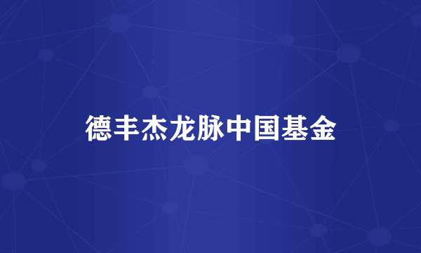 德丰杰龙脉中国基金