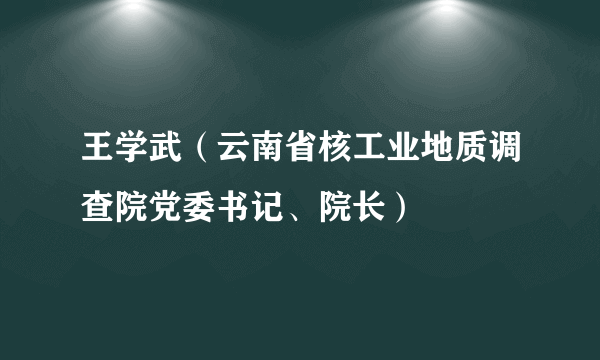 王学武（云南省核工业地质调查院党委书记、院长）