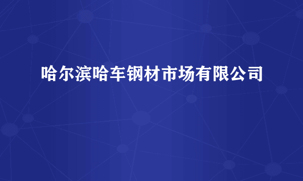 哈尔滨哈车钢材市场有限公司
