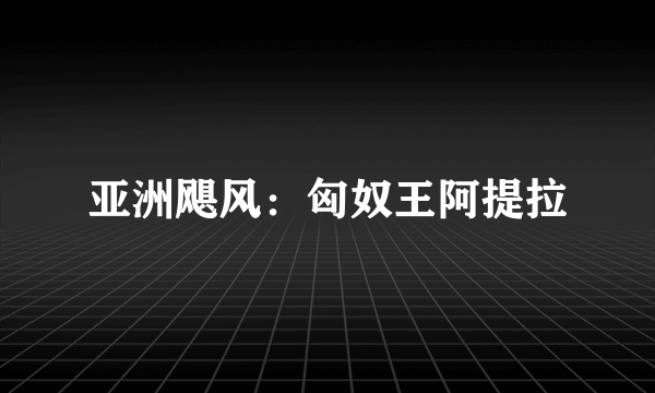 亚洲飓风：匈奴王阿提拉