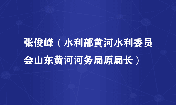 张俊峰（水利部黄河水利委员会山东黄河河务局原局长）