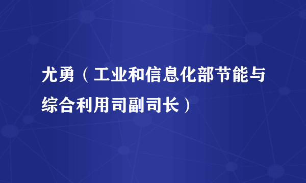尤勇（工业和信息化部节能与综合利用司副司长）