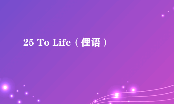 25 To Life（俚语）