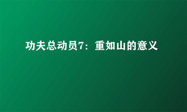 功夫总动员7：重如山的意义