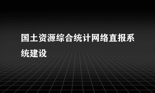国土资源综合统计网络直报系统建设