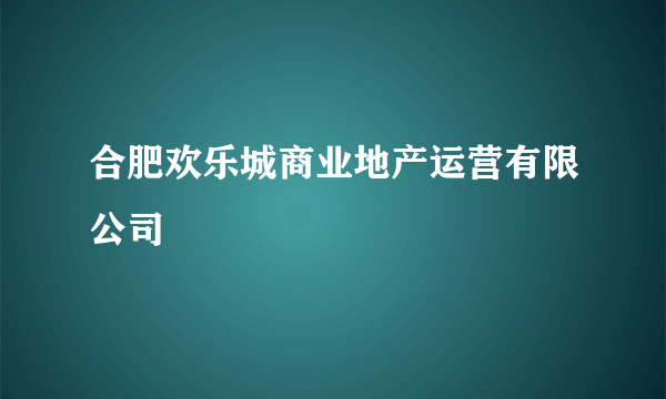 合肥欢乐城商业地产运营有限公司