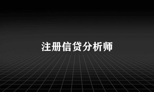 注册信贷分析师