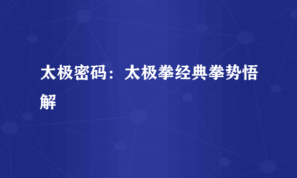 太极密码：太极拳经典拳势悟解