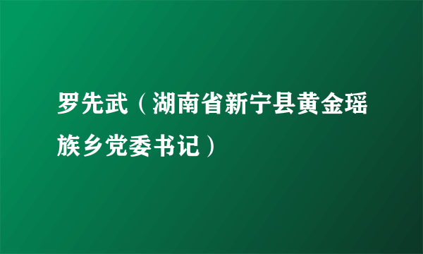 罗先武（湖南省新宁县黄金瑶族乡党委书记）
