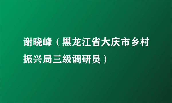 谢晓峰（黑龙江省大庆市乡村振兴局三级调研员）