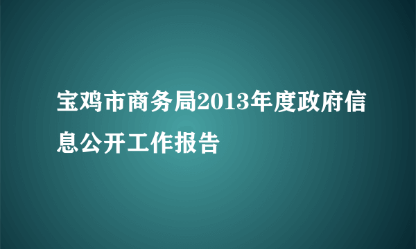 宝鸡市商务局2013年度政府信息公开工作报告