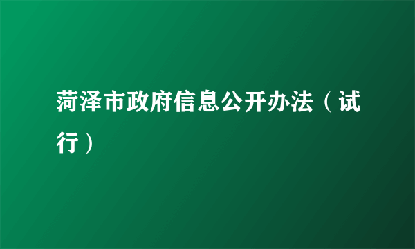 菏泽市政府信息公开办法（试行）