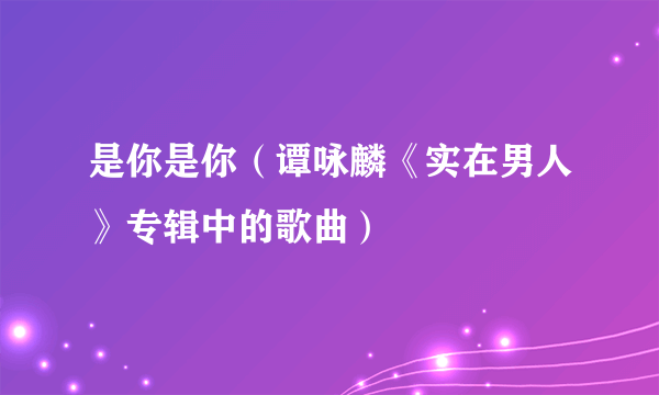 是你是你（谭咏麟《实在男人》专辑中的歌曲）