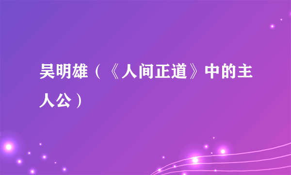 吴明雄（《人间正道》中的主人公）