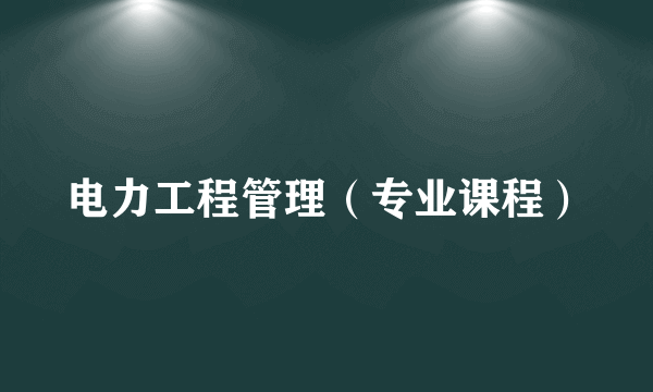 电力工程管理（专业课程）