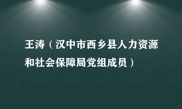 王涛（汉中市西乡县人力资源和社会保障局党组成员）