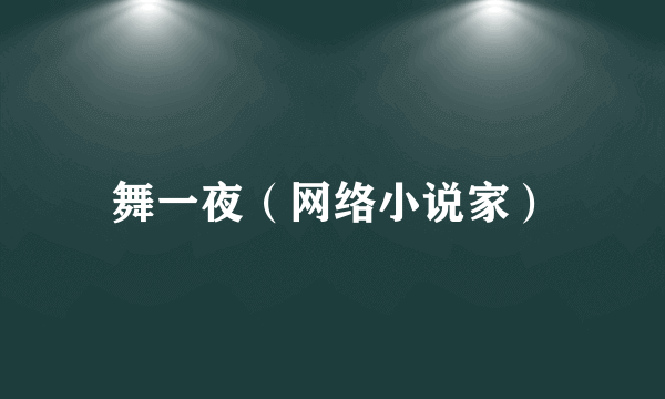 舞一夜（网络小说家）