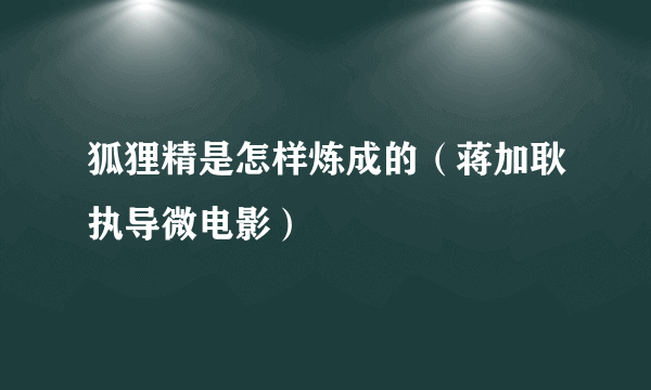 狐狸精是怎样炼成的（蒋加耿执导微电影）
