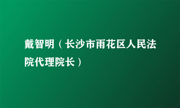 戴智明（长沙市雨花区人民法院代理院长）