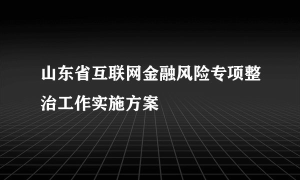 山东省互联网金融风险专项整治工作实施方案