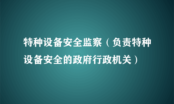特种设备安全监察（负责特种设备安全的政府行政机关）
