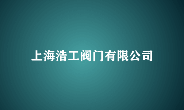 上海浩工阀门有限公司