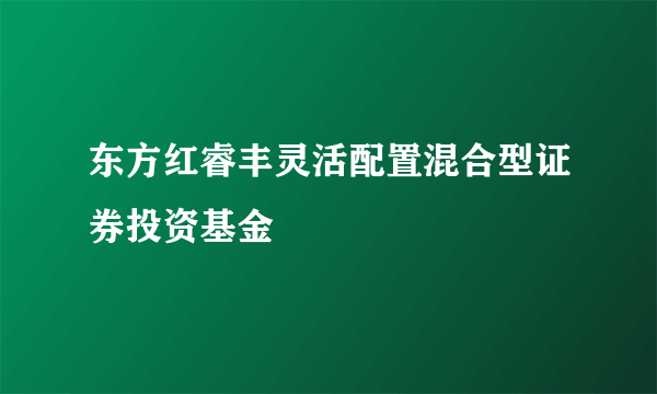 东方红睿丰灵活配置混合型证券投资基金
