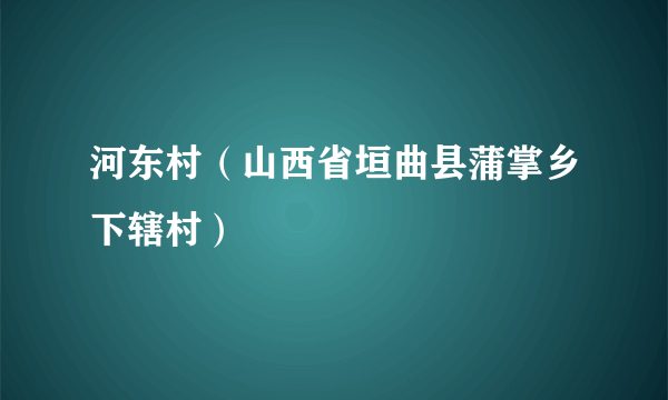 河东村（山西省垣曲县蒲掌乡下辖村）
