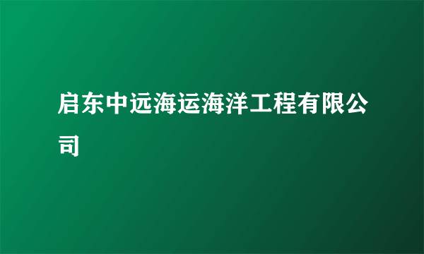 启东中远海运海洋工程有限公司
