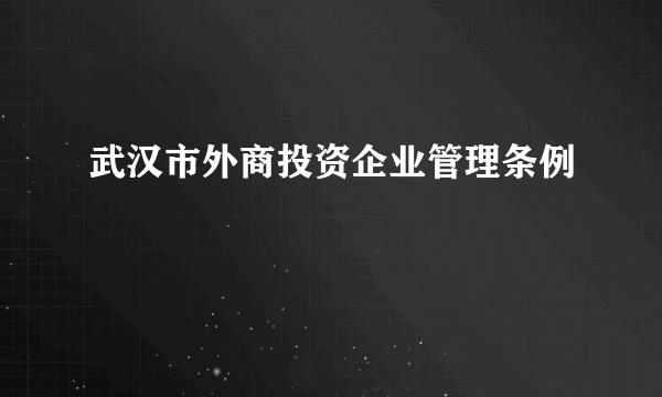 武汉市外商投资企业管理条例