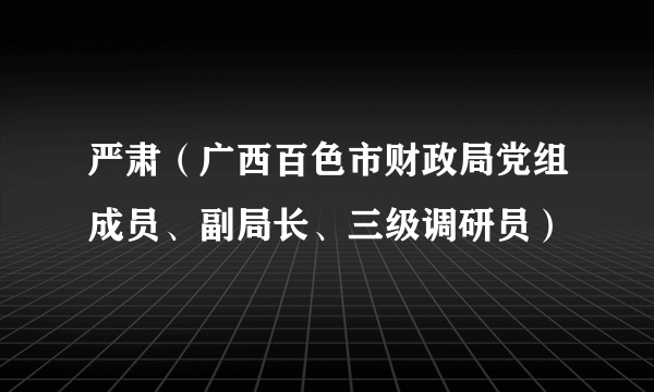 严肃（广西百色市财政局党组成员、副局长、三级调研员）