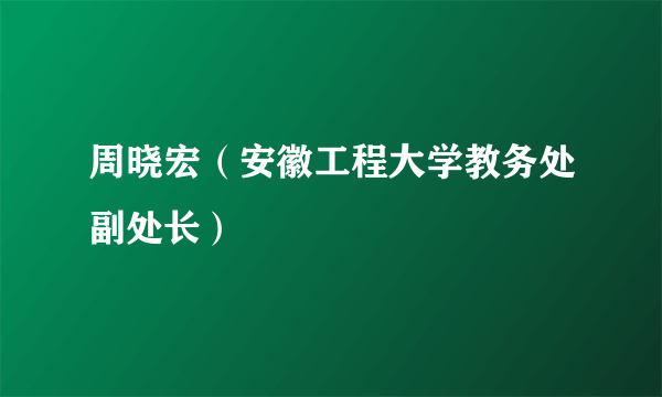 周晓宏（安徽工程大学教务处副处长）