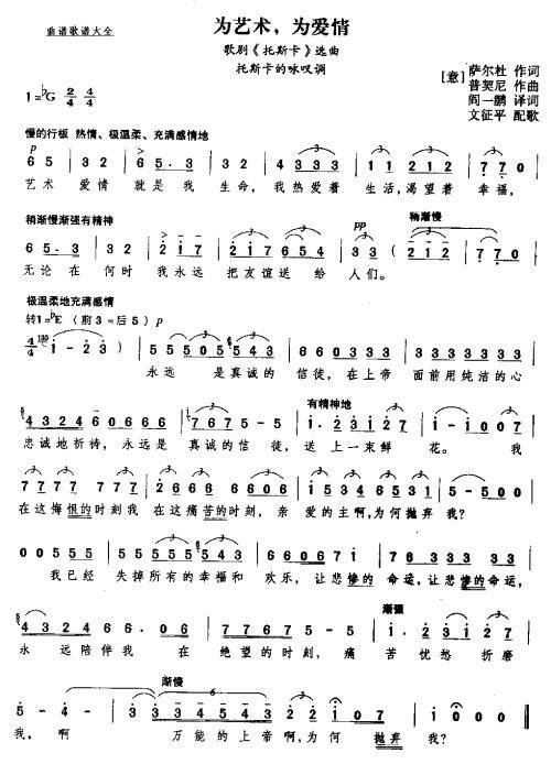 为艺术为爱情（歌剧《托斯卡》里面的咏叹调）