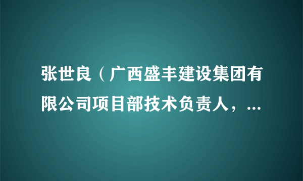 张世良（广西盛丰建设集团有限公司项目部技术负责人，高级工程师）
