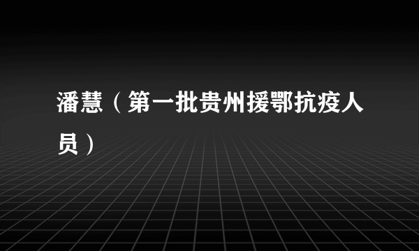潘慧（第一批贵州援鄂抗疫人员）