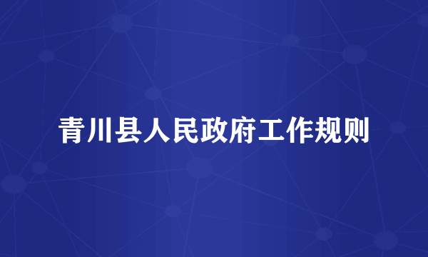 青川县人民政府工作规则