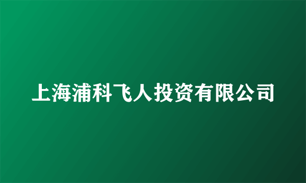 上海浦科飞人投资有限公司